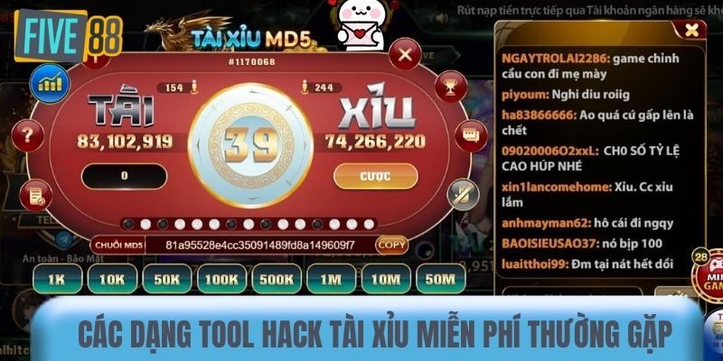 Các dạng tool hack tài xỉu miễn phí thường gặp